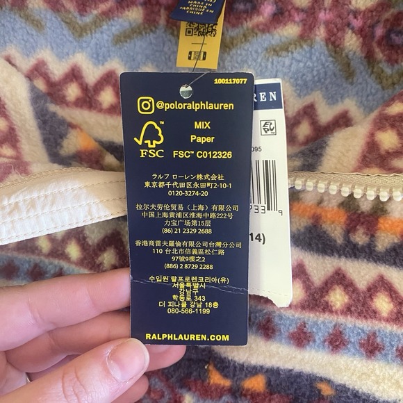 NWT Ralph Lauren Fleece Pullover Youth LG Aztec Fair Isle Cabincore Ski Boho - Picture 7 of 7